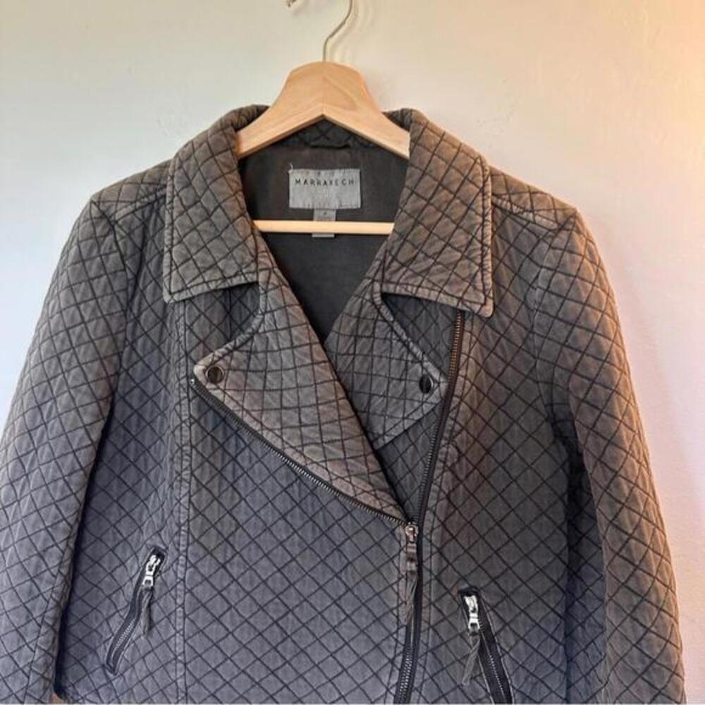 Anthropologie Marrakech Anderson Black Quilted Moto Jacket Size